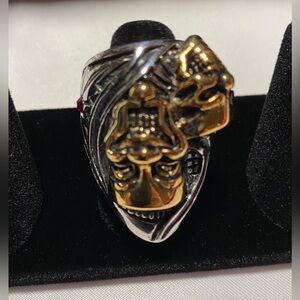 Gold and Silver Men's Skull Ring stainless steel